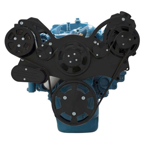 CVF B-360-WRAPTOR-ACO Stealth Black Serpentine System for Small Block Mopar - AC & Alternator - All Inclusive