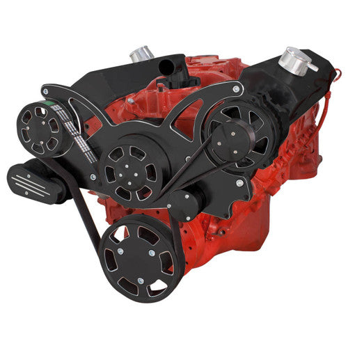 CVF BD-350-WRAPTOR-ACO Black Diamond Serpentine System for Chev SB 283-350-400 - AC & Alternator - All Inclusive