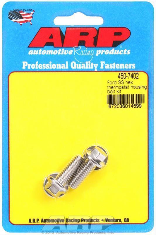 Ford small block Windsor 351 c.i.d. V8 450-7402 SS Hex Thermostat Housing Bolt Kit ARP Fasteners ARP450-7402