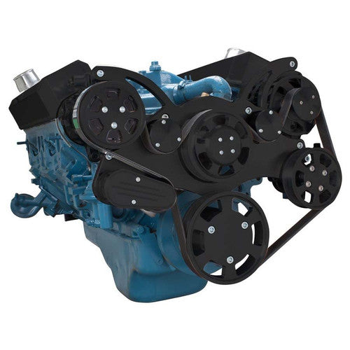 CVF Racing CVF-B-360-WRAPTOR-AC B-360-WRAPTOR-AC Stealth Black Serpentine System for Small Block Mopar - AC Power Steering & Alternator - All Inclusive