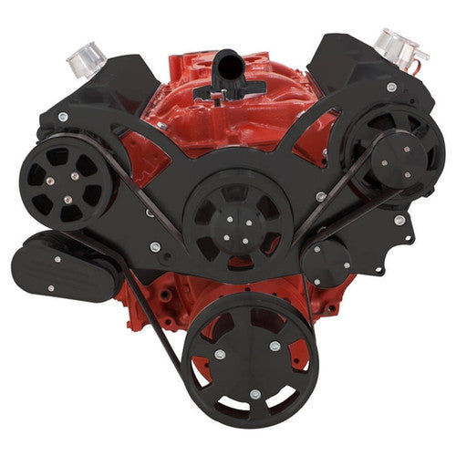CVF B-350-WRAPTOR-ACO Black Serpentine System for Chev SB 283-350-400 - AC & Alternator - All Inclusive