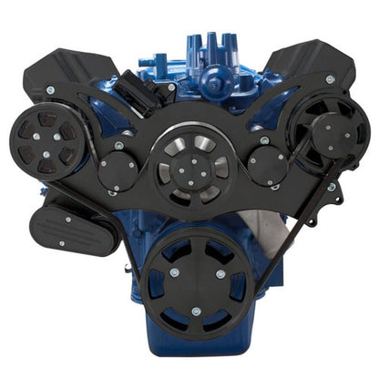 CVF B-390-WRAPTOR-AC Stealth Black Serpentine System for Ford FE Engines - AC Power Steering & Alternator - All Inclusive