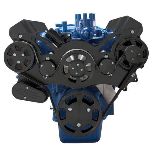 CVF B-390-WRAPTOR-AC Stealth Black Serpentine System for Ford FE Engines - AC Power Steering & Alternator - All Inclusive