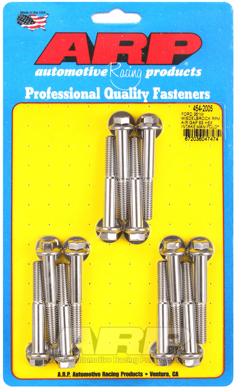 ARP 454-2005 Ford 351W w/ Edelbrock RPM Air Gap Hex Intake Manifold Bolt Kit