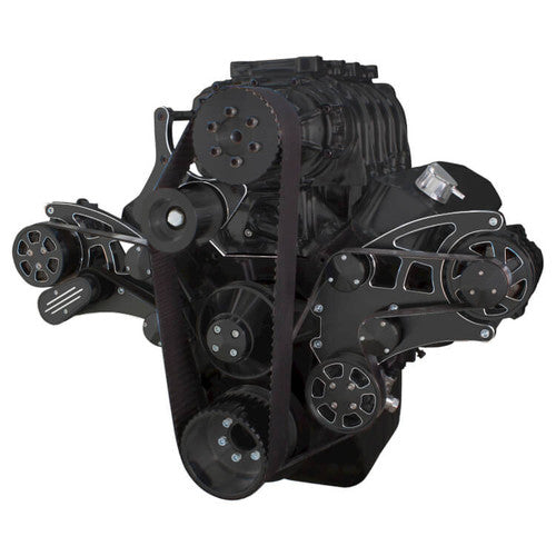 CVF BD-454SC-WRAPTOR-ACO Black Diamond Serpentine System for 396 427 & 454 Supercharger - AC & Alternator - All Inclusive