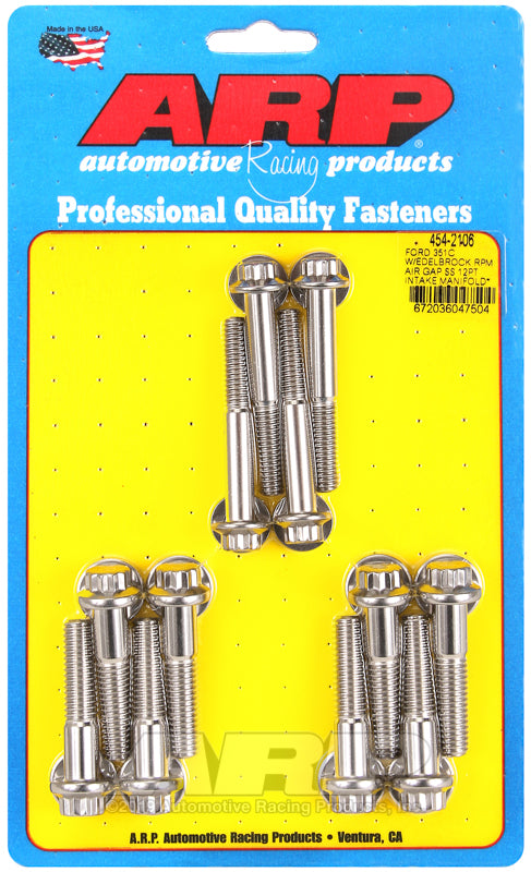 ARP 454-2106 Ford 351C w/ Edelbrock RPM Air Gap 12PT Intake Manifold Bolt Kit