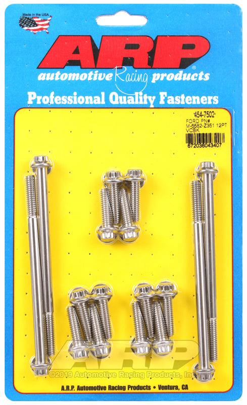 Fits Ford small block Cleveland 302-351C.I.D. with Ford Racing M-6582-Z351 covers 454-7502 SB Pn# 12PT Valve Cover Bolt Kit ARP Fasteners ARP454-7502