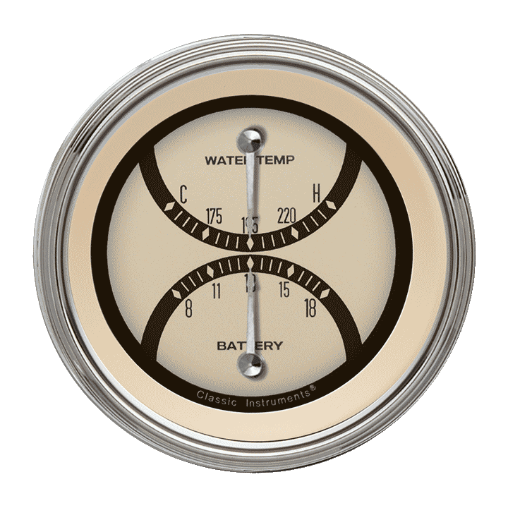 Classic Instruments NT74SHC Nostalgia VT - Dual Gauge 3-3/8" Temp & Volt