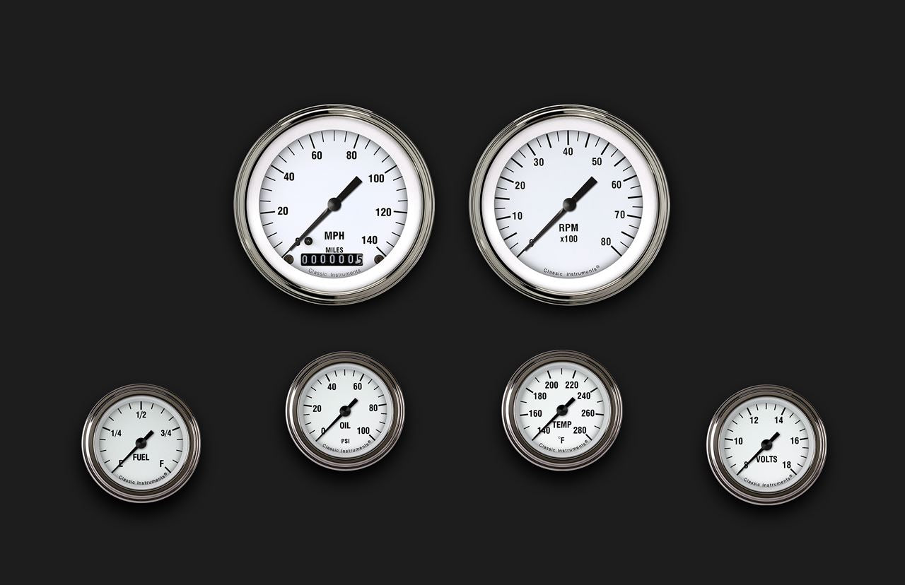 Classic Instruments WH101SLF White Hot Six Gauge Set 101