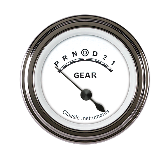 Classic Instruments CW06SLF Classic White - Gear Indicator Gauge w/ Overdrive 2-1/8"