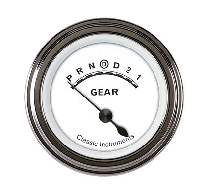 Classic Instruments CW06SLF Classic White - Gear Indicator Gauge w/ Overdrive 2-1/8"