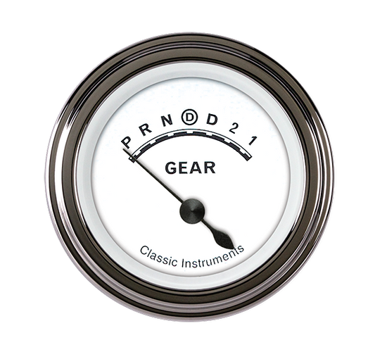 Classic Instruments CW06SLF Classic White - Gear Indicator Gauge w/ Overdrive 2-1/8"