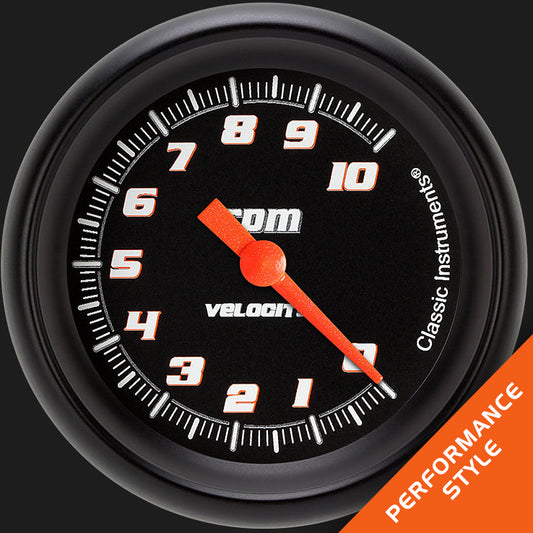 Classic Instruments VS383BBPF Velocity Black 2 5/8" Tachometer