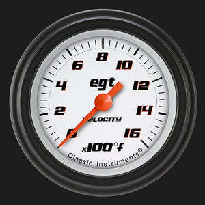 Classic Instruments VS198WBLF Velocity White 2 1/8" Exhaust Gas Temp. Gauge