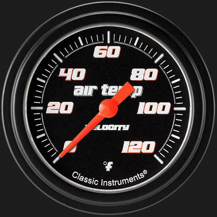 Classic Instruments VS399BBLF Velocity Black 2 5/8" Outside Air Temp. Gauge