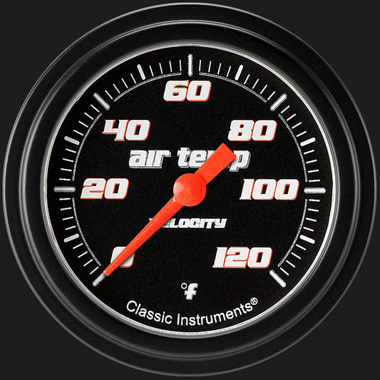 Classic Instruments VS399BBLF Velocity Black 2 5/8" Outside Air Temp. Gauge
