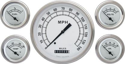 Classic Instruments CW54SLF Classic White 4 - 5/8" Speedo, 2-1/8" Fuel, Oil, Tem
