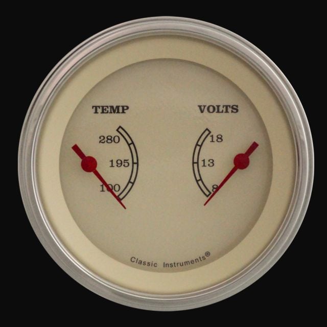 Classic Instruments VT74SLF Vintage - Dual Gauge 3-3/8" Temp & Volt