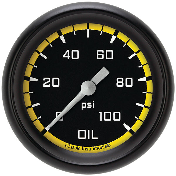 Classic Instruments AX381YBPF Autocross Yellow 2 5/8" Oil Pressure Gauge