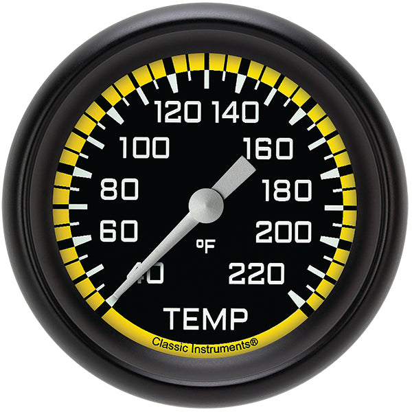 Classic Instruments AX329YBPF Autocross Yellow 2 5/8" Stock Eliminator Temp. Gauge