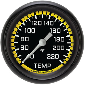 Classic Instruments AX329YBPF Autocross Yellow 2 5/8" Stock Eliminator Temp. Gauge