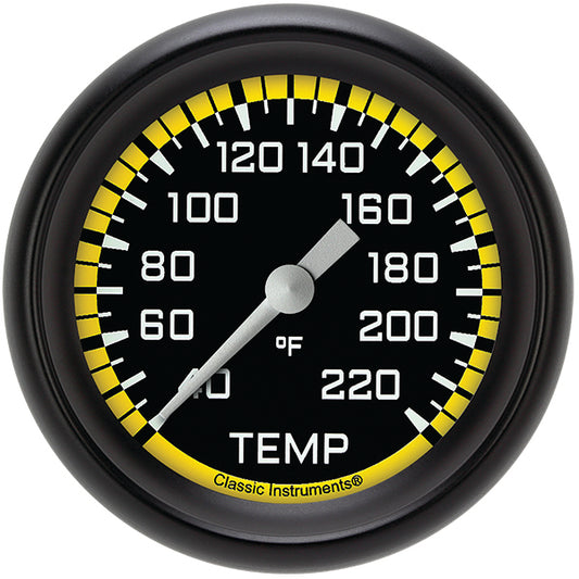 Classic Instruments AX329YBPF Autocross Yellow 2 5/8" Stock Eliminator Temp. Gauge