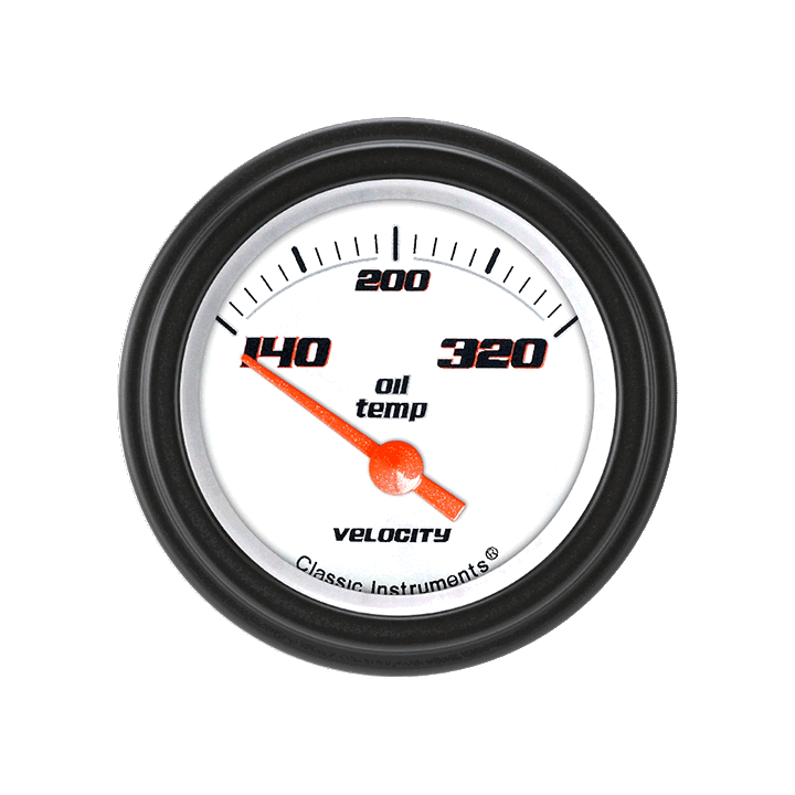 Classic Instruments VS28WBLF Velocity White - Oil Temp Gauge 2-1/6"