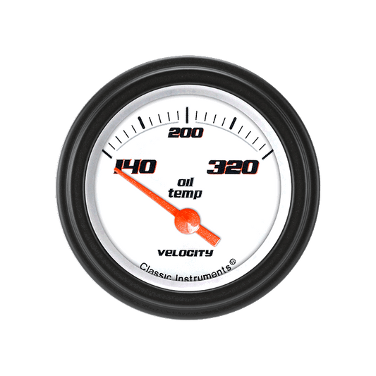 Classic Instruments VS28WBLF Velocity White - Oil Temp Gauge 2-1/6"