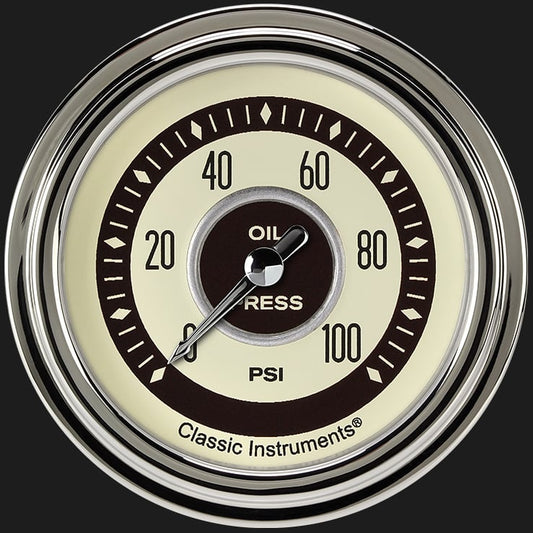Classic Instruments NT381SLC Nostalgia VT 2 5/8" Oil Pressure Gauge