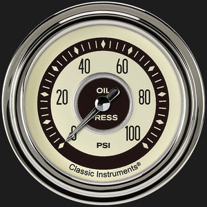 Classic Instruments NT381SLC Nostalgia VT 2 5/8" Oil Pressure Gauge