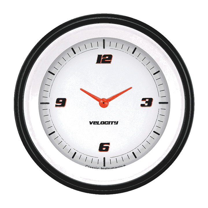 Classic Instruments VS93WBLF Velocity White - Clock Gauge 3-3/8"