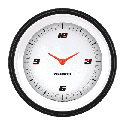 Classic Instruments VS93WBLF Velocity White - Clock Gauge 3-3/8"