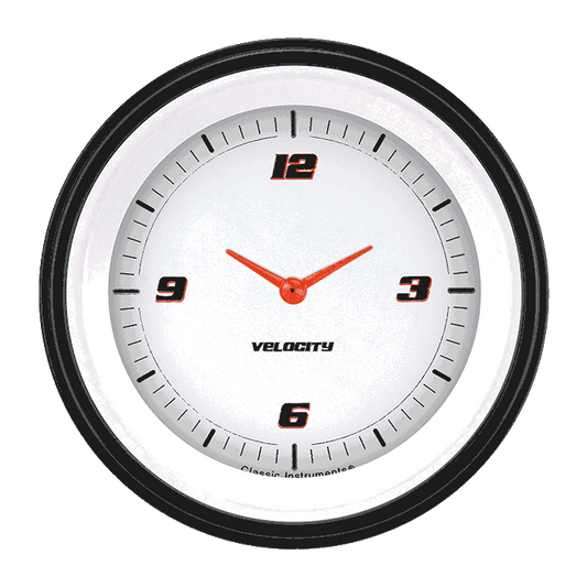 Classic Instruments VS93WBLF Velocity White - Clock Gauge 3-3/8"