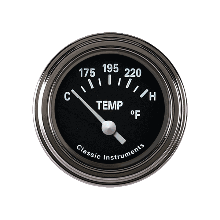 Classic Instruments TE26BSLF Tetra Series, Black Temp Gauge