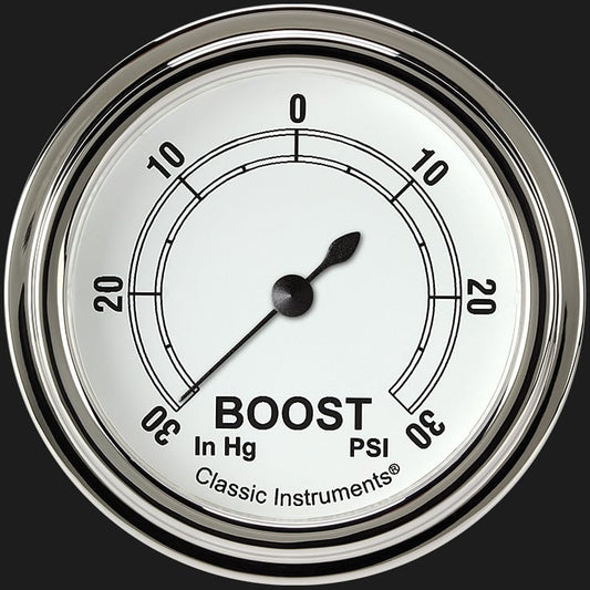 Classic Instruments CW341SLF Classic White 2 5/8" Boost/Vac Gauge
