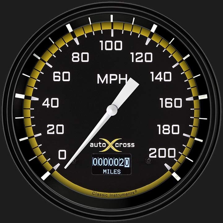 Classic Instruments AX56DYBLF AutoCross Yellow 4 5/8" Speedometer with Information Screen
