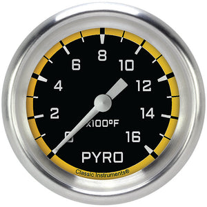 Classic Instruments AX398YAPF Autocross Yellow 2 5/8" Exhaust Gas Temp. Gauge