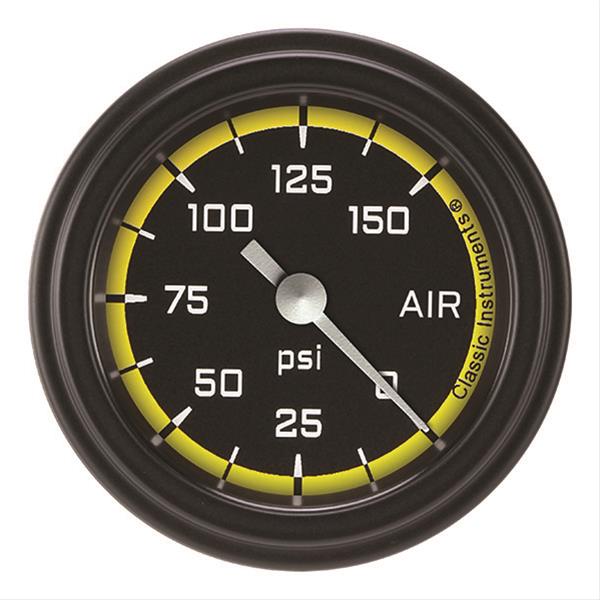 Classic Instruments AX118YBLF Autocross Yellow - Air Pressure Gauge Full Sweep 2-1/8"