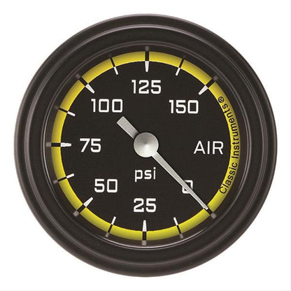 Classic Instruments AX118YBLF Autocross Yellow - Air Pressure Gauge Full Sweep 2-1/8"