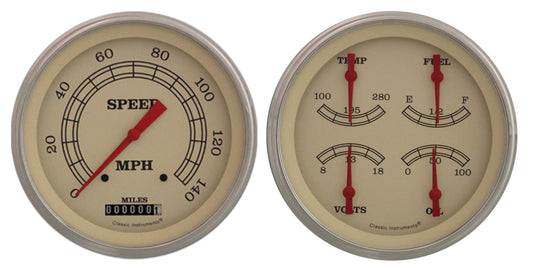 Classic Instruments VT52SLF Vintage Two Gauge Set w/ Stainless Steel