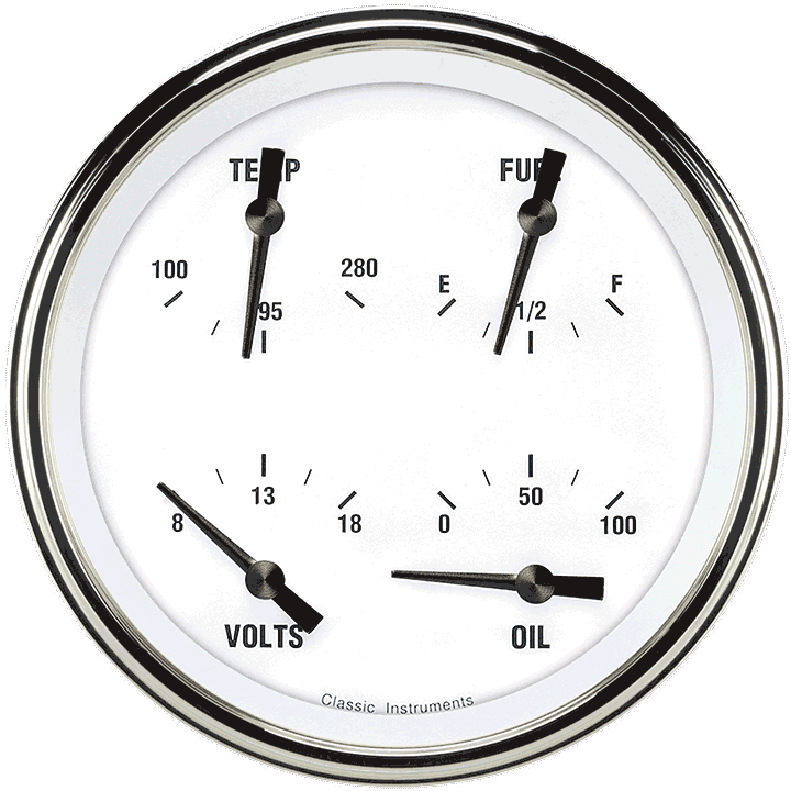 Classic Instruments WH75SLF White Hot - Quad Gauge 4-5/8" (240-33 OHM)