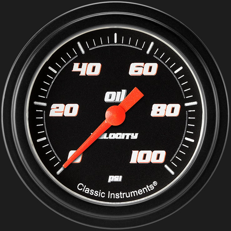 Classic Instruments VS381BBLF Velocity Black 2 5/8" Oil Pressure Gauge