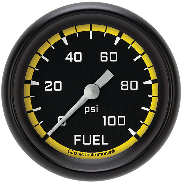 Classic Instruments AX346YBPF Autocross Yellow 2 5/8" Fuel Pressure Gauge, 100