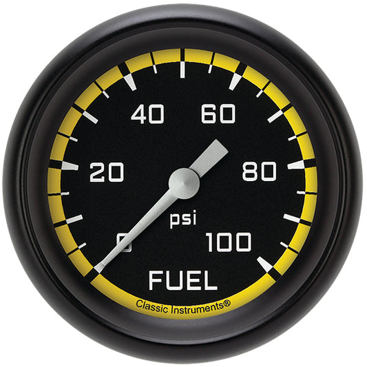 Classic Instruments AX346YBPF Autocross Yellow 2 5/8" Fuel Pressure Gauge, 100
