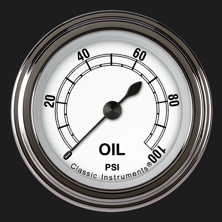 Classic Instruments CW181SLF Classic White 2-1/8" Full Sweep Oil Pressure 100p