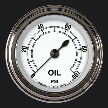Classic Instruments CW181SLF Classic White 2-1/8" Full Sweep Oil Pressure 100p