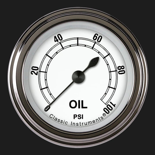 Classic Instruments CW181SLF Classic White 2-1/8" Full Sweep Oil Pressure 100p