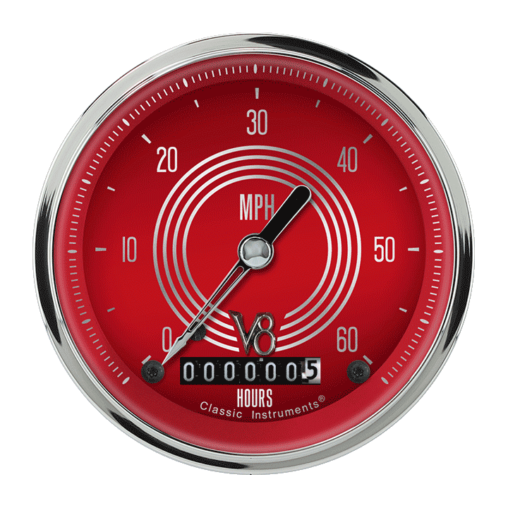 Classic Instruments LSV8RS Low Speed Speedo, V8 Red Steelie