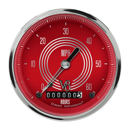 Classic Instruments LSV8RS Low Speed Speedo, V8 Red Steelie