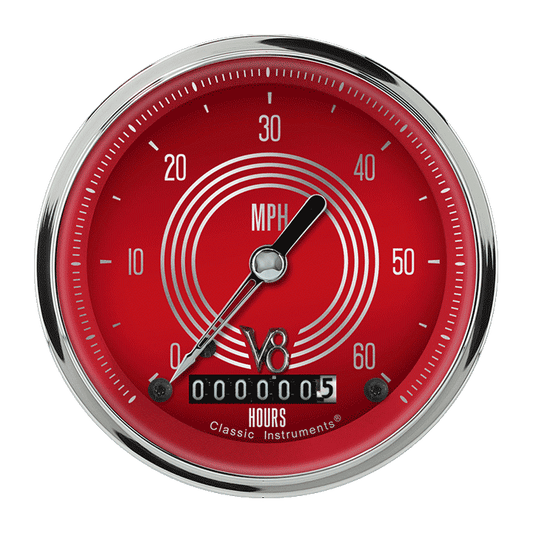 Classic Instruments LSV8RS Low Speed Speedo, V8 Red Steelie